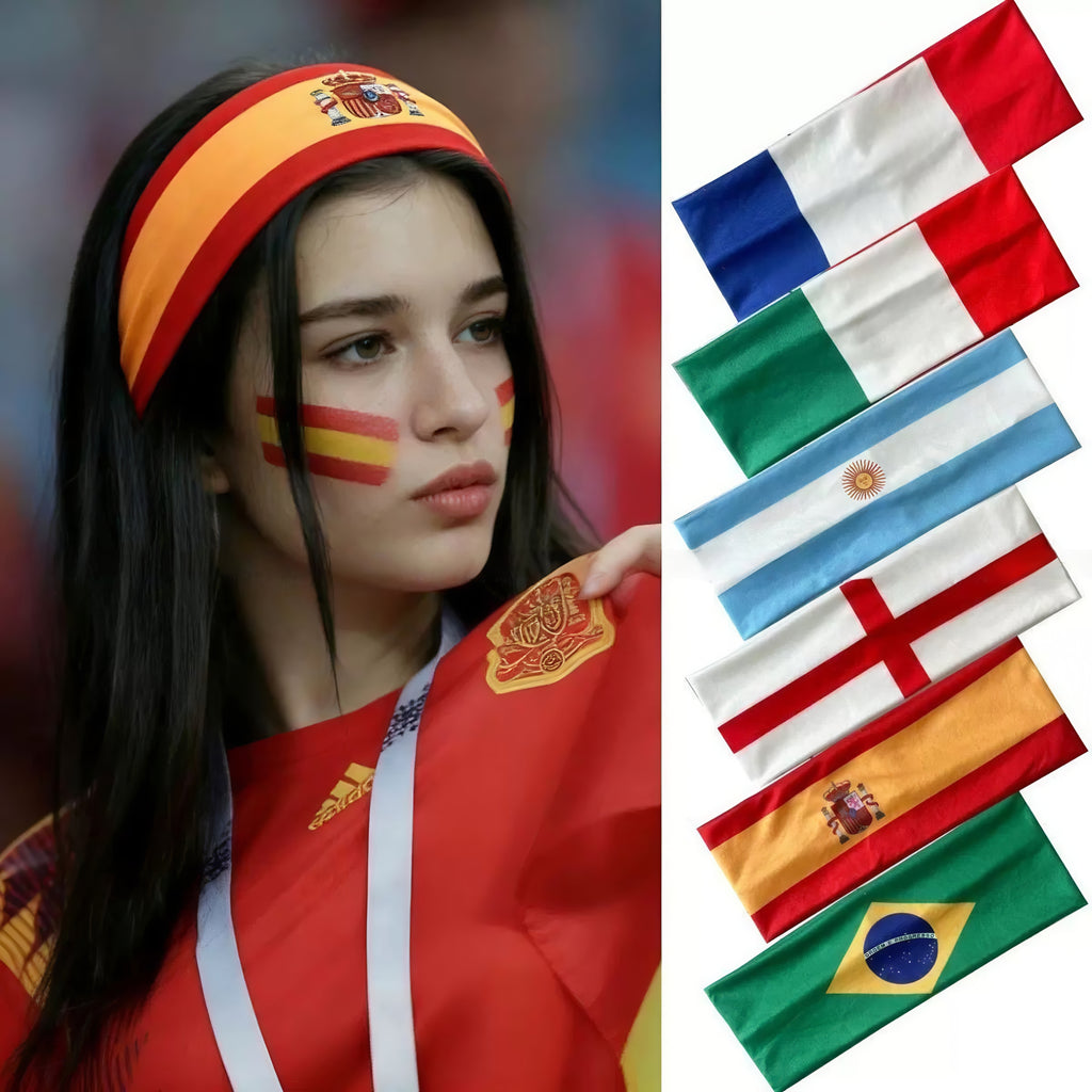 2026 World Cup Soccer Fan Headband – Country Flag Elastic Sports Hair Band