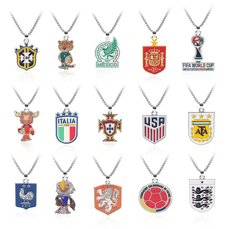 2026 World Cup Team Snake Bone Chain Necklace – Stainless Steel Football Pendant Jewelry