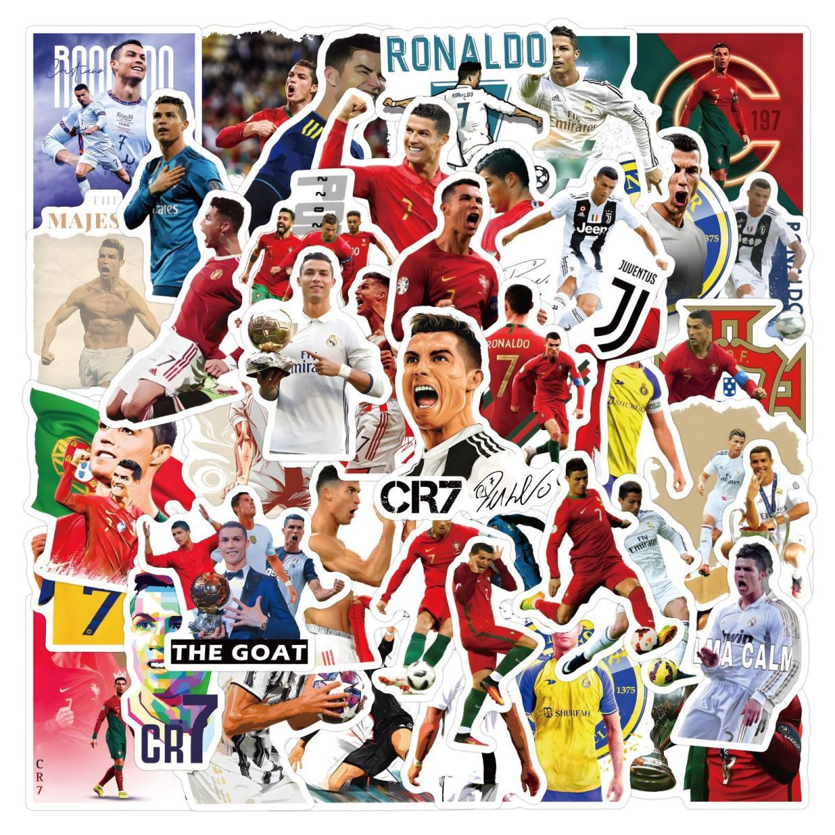 50PCS Football Star Stickers – Soccer Player Sticker Pack for Water Bottle, Laptop & Phone