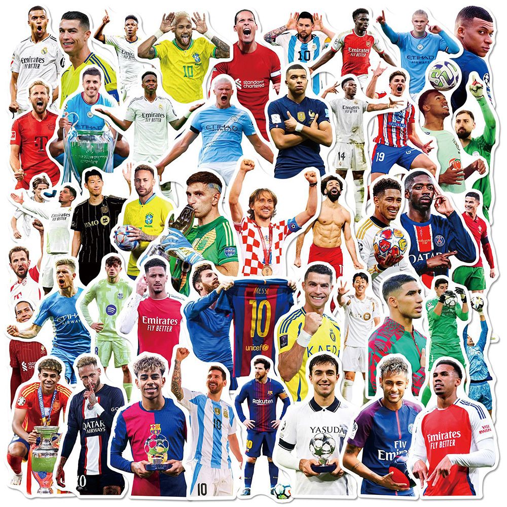 50PCS Football Star Stickers – Soccer Player Sticker Pack for Water Bottle, Laptop & Phone