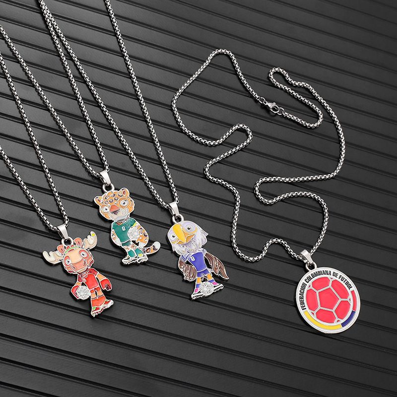 2026 World Cup Team Snake Bone Chain Necklace – Stainless Steel Football Pendant Jewelry
