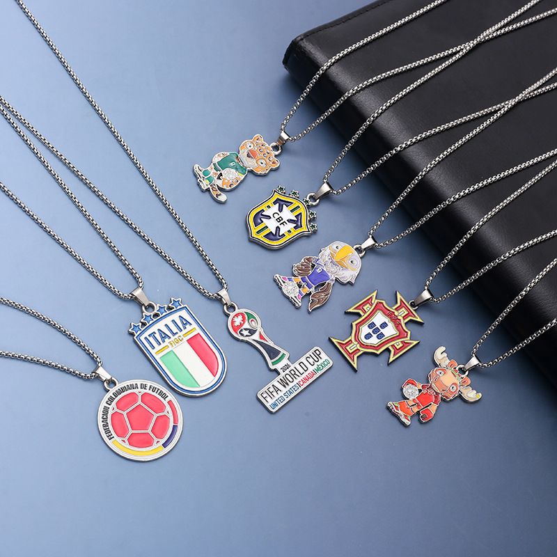2026 World Cup Team Snake Bone Chain Necklace – Stainless Steel Football Pendant Jewelry